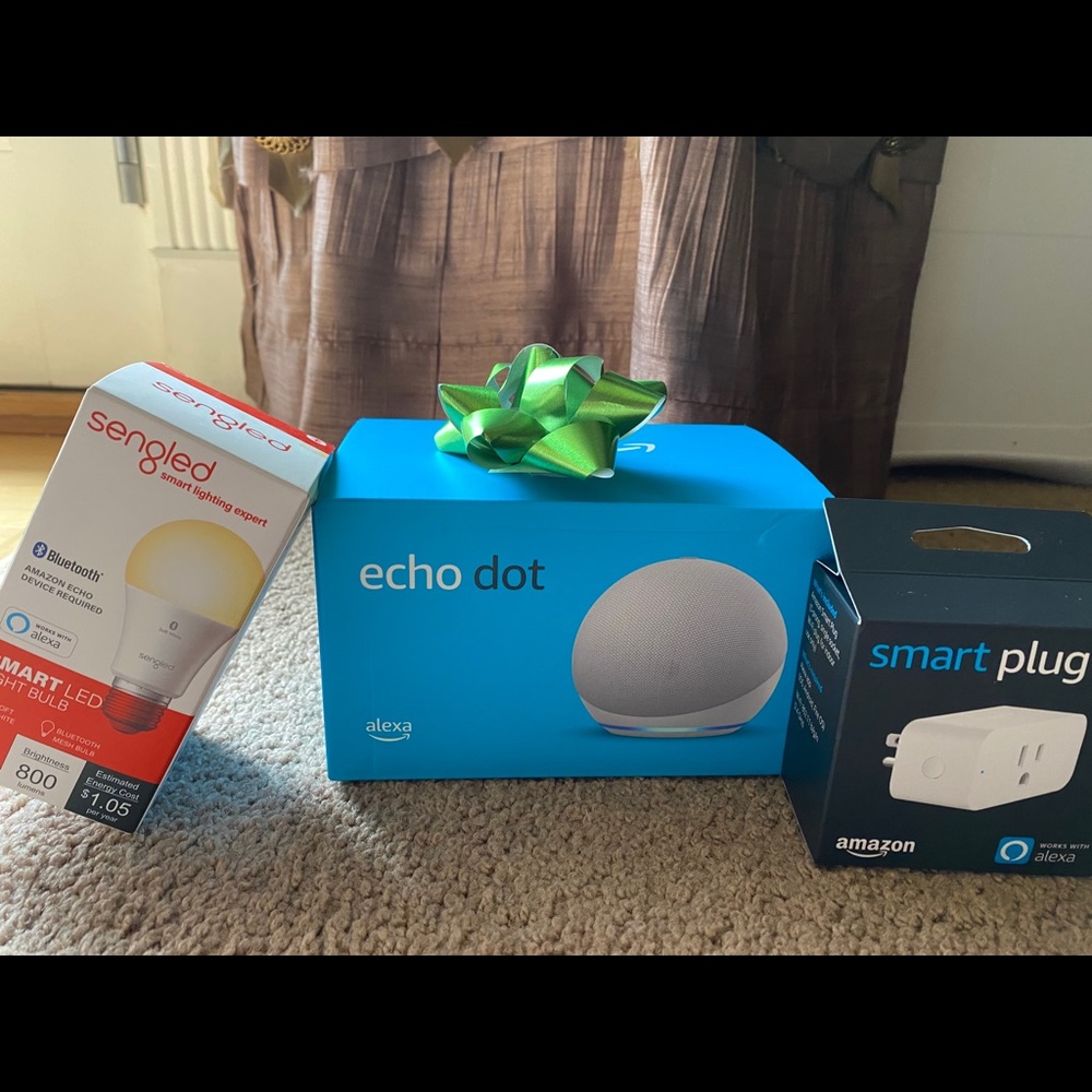 Echo bundle with the echo dot, smart plug,and bulb